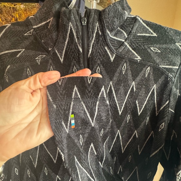 Smartwool Black and White Patterned Half-Zip Pullover - Picture 2 of 4